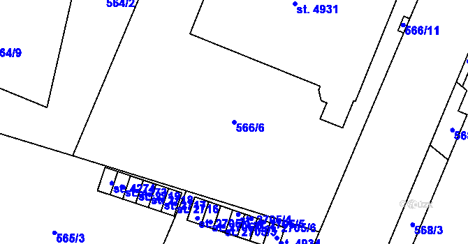 Parcela st. 566/6 v KÚ Šumperk, Katastrální mapa