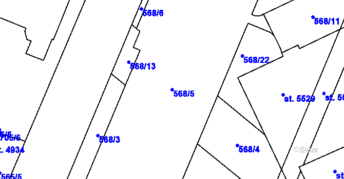 Parcela st. 568/5 v KÚ Šumperk, Katastrální mapa