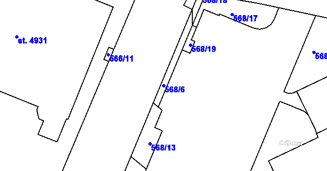 Parcela st. 568/6 v KÚ Šumperk, Katastrální mapa