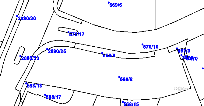 Parcela st. 568/9 v KÚ Šumperk, Katastrální mapa