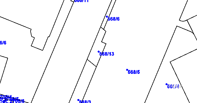 Parcela st. 568/13 v KÚ Šumperk, Katastrální mapa
