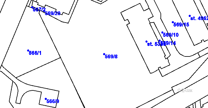 Parcela st. 569/8 v KÚ Šumperk, Katastrální mapa
