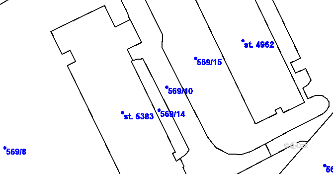 Parcela st. 569/10 v KÚ Šumperk, Katastrální mapa