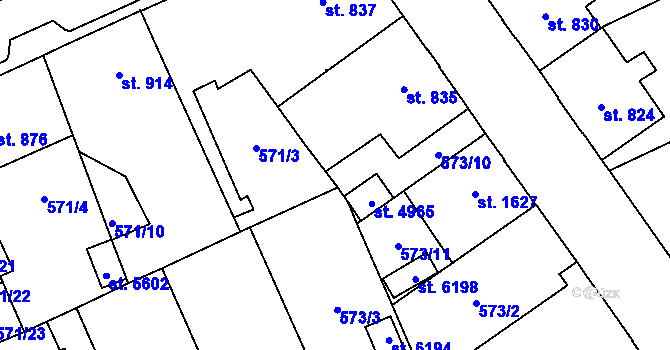 Parcela st. 571/2 v KÚ Šumperk, Katastrální mapa