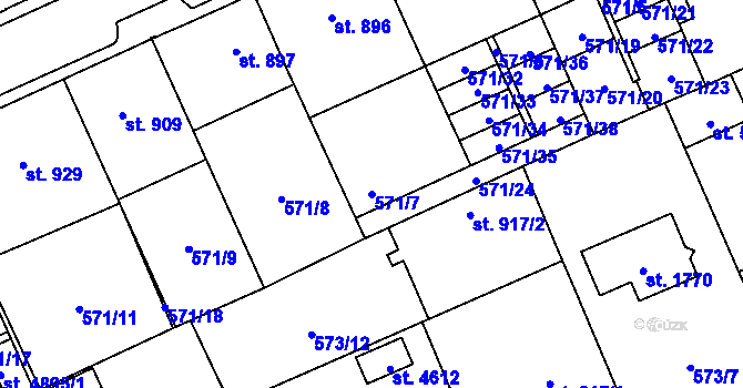 Parcela st. 571/7 v KÚ Šumperk, Katastrální mapa