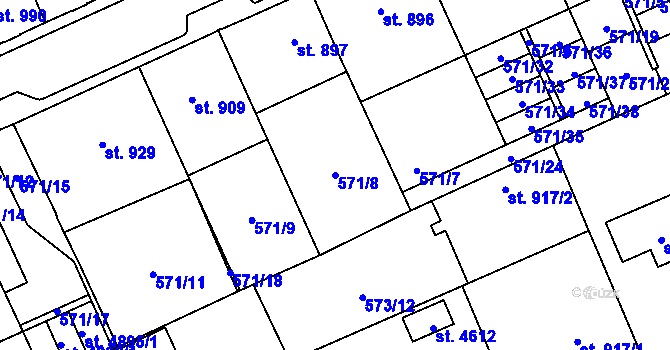 Parcela st. 571/8 v KÚ Šumperk, Katastrální mapa