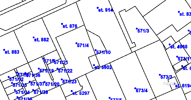 Parcela st. 571/10 v KÚ Šumperk, Katastrální mapa