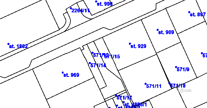 Parcela st. 571/15 v KÚ Šumperk, Katastrální mapa