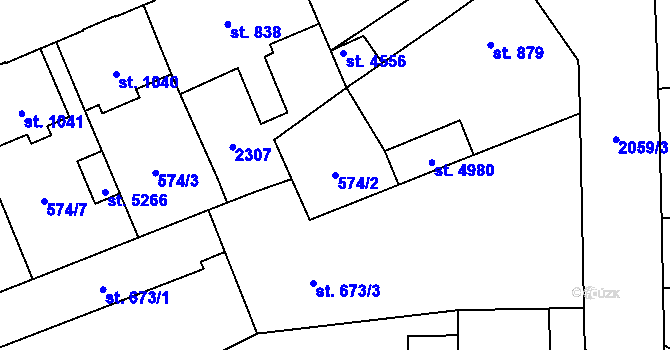 Parcela st. 574/2 v KÚ Šumperk, Katastrální mapa