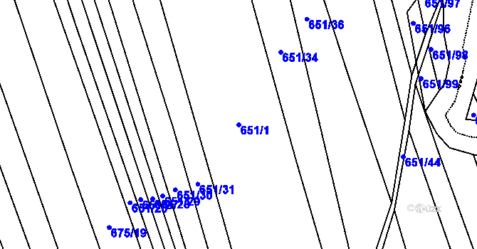 Parcela st. 651/1 v KÚ Šumperk, Katastrální mapa
