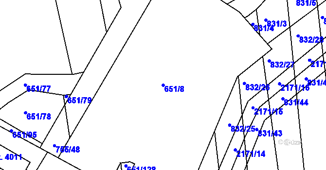 Parcela st. 651/8 v KÚ Šumperk, Katastrální mapa