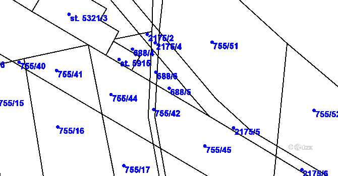 Parcela st. 688/5 v KÚ Šumperk, Katastrální mapa