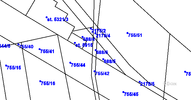 Parcela st. 688/6 v KÚ Šumperk, Katastrální mapa
