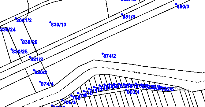Parcela st. 874/2 v KÚ Šumperk, Katastrální mapa
