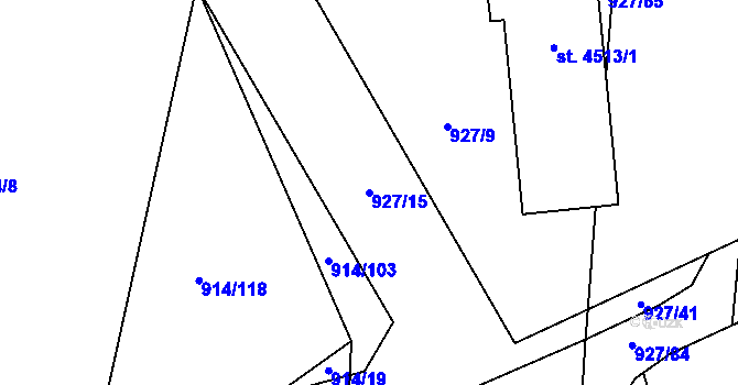 Parcela st. 927/15 v KÚ Šumperk, Katastrální mapa
