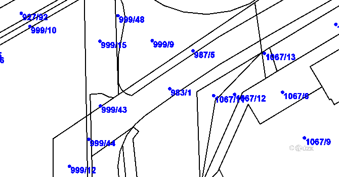 Parcela st. 983/1 v KÚ Šumperk, Katastrální mapa