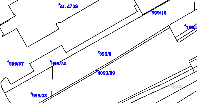 Parcela st. 999/6 v KÚ Šumperk, Katastrální mapa