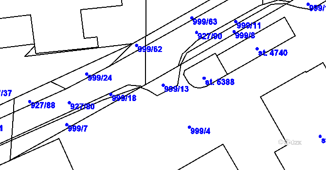 Parcela st. 999/13 v KÚ Šumperk, Katastrální mapa