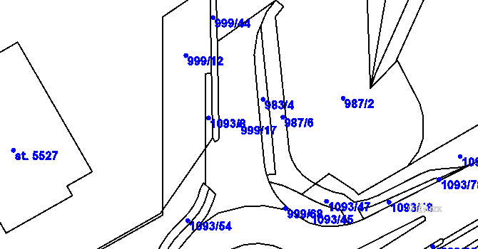 Parcela st. 999/17 v KÚ Šumperk, Katastrální mapa