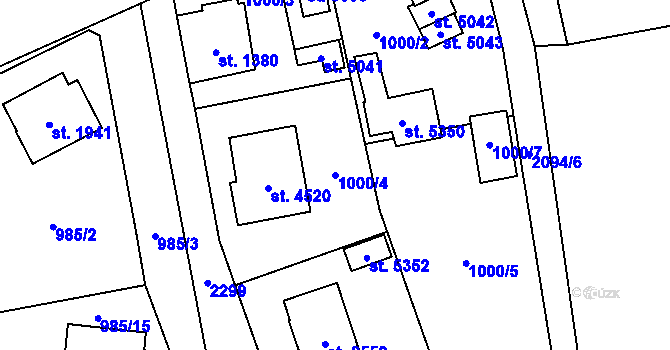 Parcela st. 1000/4 v KÚ Šumperk, Katastrální mapa