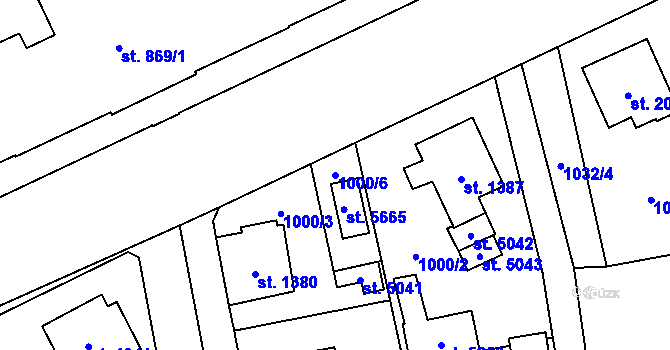 Parcela st. 1000/6 v KÚ Šumperk, Katastrální mapa