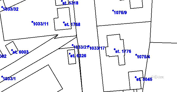 Parcela st. 1033/17 v KÚ Šumperk, Katastrální mapa