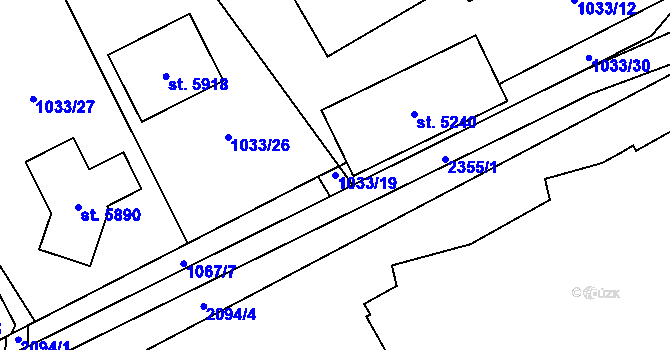 Parcela st. 1033/19 v KÚ Šumperk, Katastrální mapa