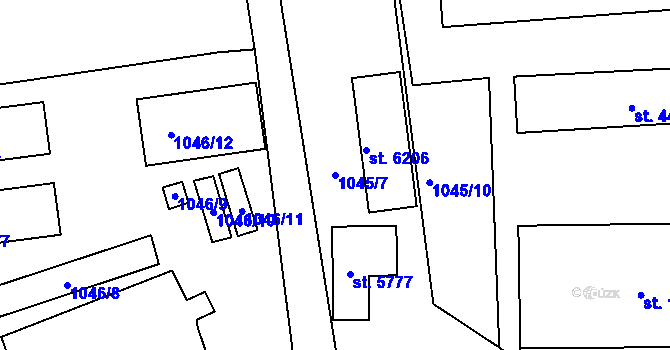Parcela st. 1045/7 v KÚ Šumperk, Katastrální mapa