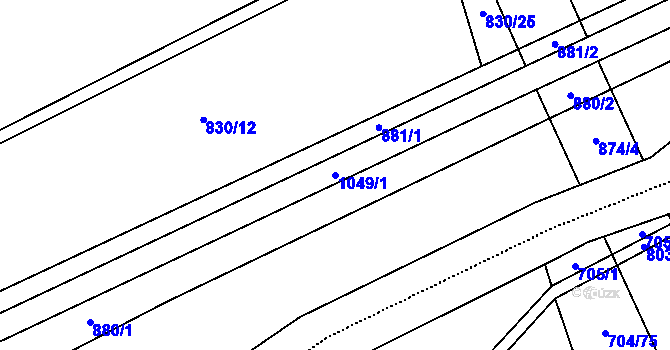 Parcela st. 1049/1 v KÚ Šumperk, Katastrální mapa