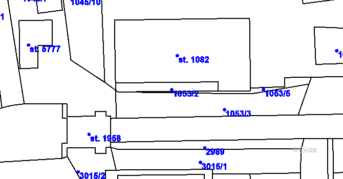 Parcela st. 1053/2 v KÚ Šumperk, Katastrální mapa