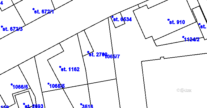Parcela st. 1065/7 v KÚ Šumperk, Katastrální mapa