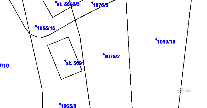 Parcela st. 1076/2 v KÚ Šumperk, Katastrální mapa