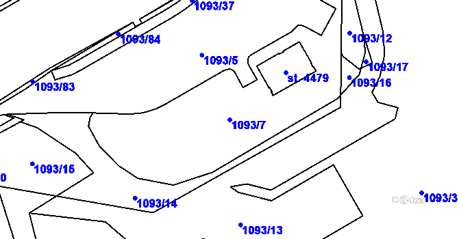 Parcela st. 1093/7 v KÚ Šumperk, Katastrální mapa