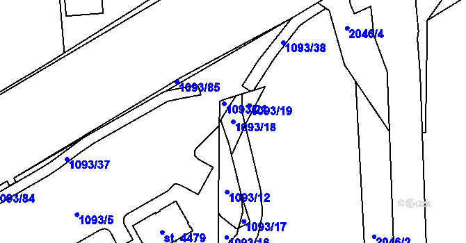 Parcela st. 1093/18 v KÚ Šumperk, Katastrální mapa