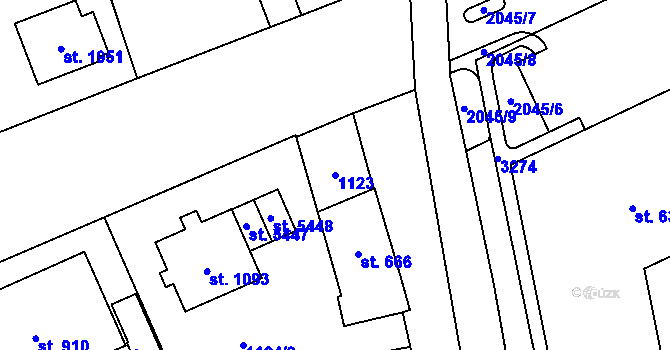 Parcela st. 1123 v KÚ Šumperk, Katastrální mapa