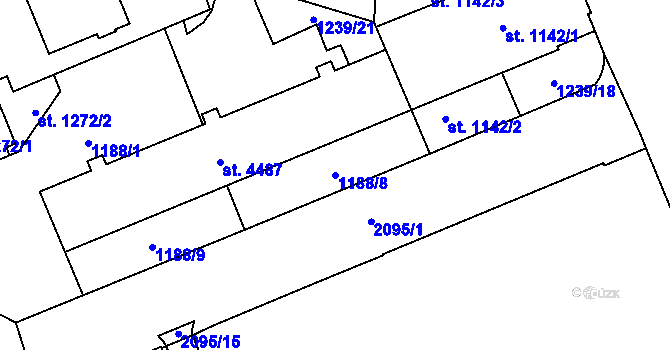 Parcela st. 1188/8 v KÚ Šumperk, Katastrální mapa
