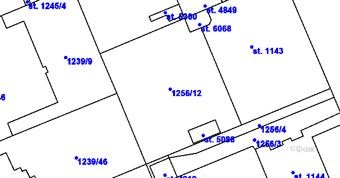 Parcela st. 1256/12 v KÚ Šumperk, Katastrální mapa
