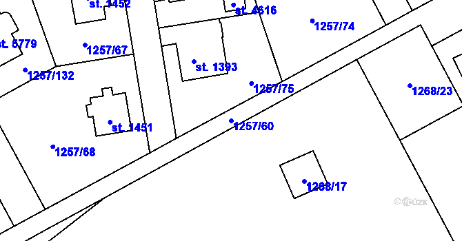 Parcela st. 1257/60 v KÚ Šumperk, Katastrální mapa
