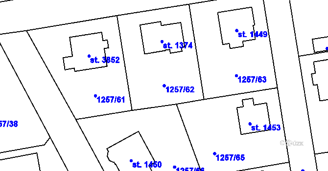 Parcela st. 1257/62 v KÚ Šumperk, Katastrální mapa