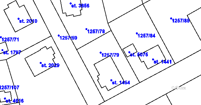Parcela st. 1257/79 v KÚ Šumperk, Katastrální mapa