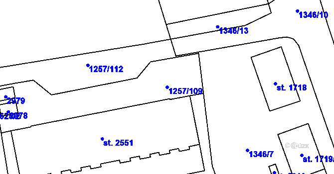 Parcela st. 1257/109 v KÚ Šumperk, Katastrální mapa