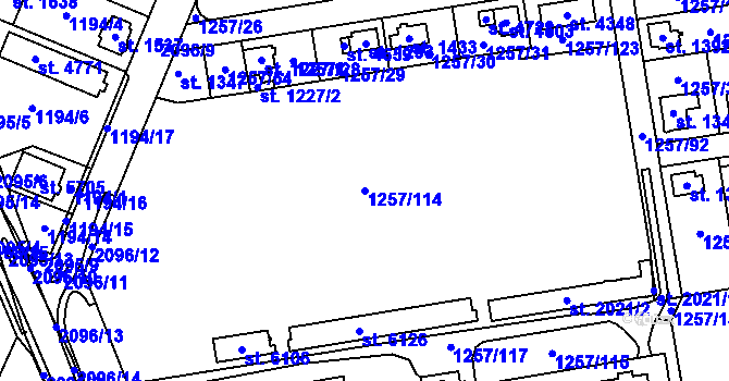 Parcela st. 1257/114 v KÚ Šumperk, Katastrální mapa