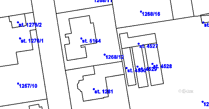 Parcela st. 1268/12 v KÚ Šumperk, Katastrální mapa