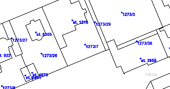 Parcela st. 1273/7 v KÚ Šumperk, Katastrální mapa