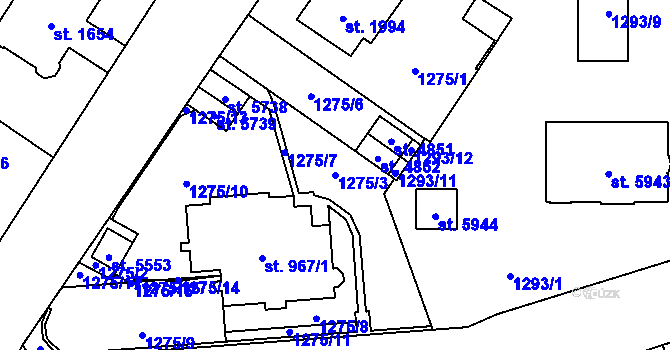 Parcela st. 1275/3 v KÚ Šumperk, Katastrální mapa