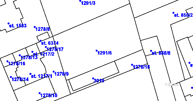 Parcela st. 1291/6 v KÚ Šumperk, Katastrální mapa