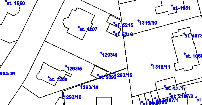 Parcela st. 1293/4 v KÚ Šumperk, Katastrální mapa