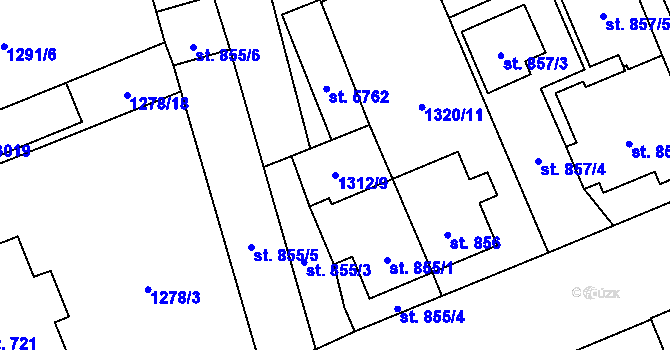 Parcela st. 1312/9 v KÚ Šumperk, Katastrální mapa