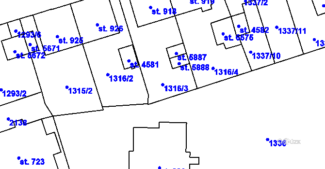 Parcela st. 1316/3 v KÚ Šumperk, Katastrální mapa