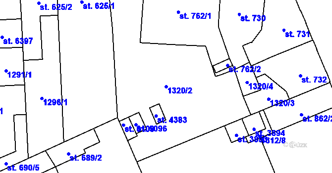 Parcela st. 1320/2 v KÚ Šumperk, Katastrální mapa